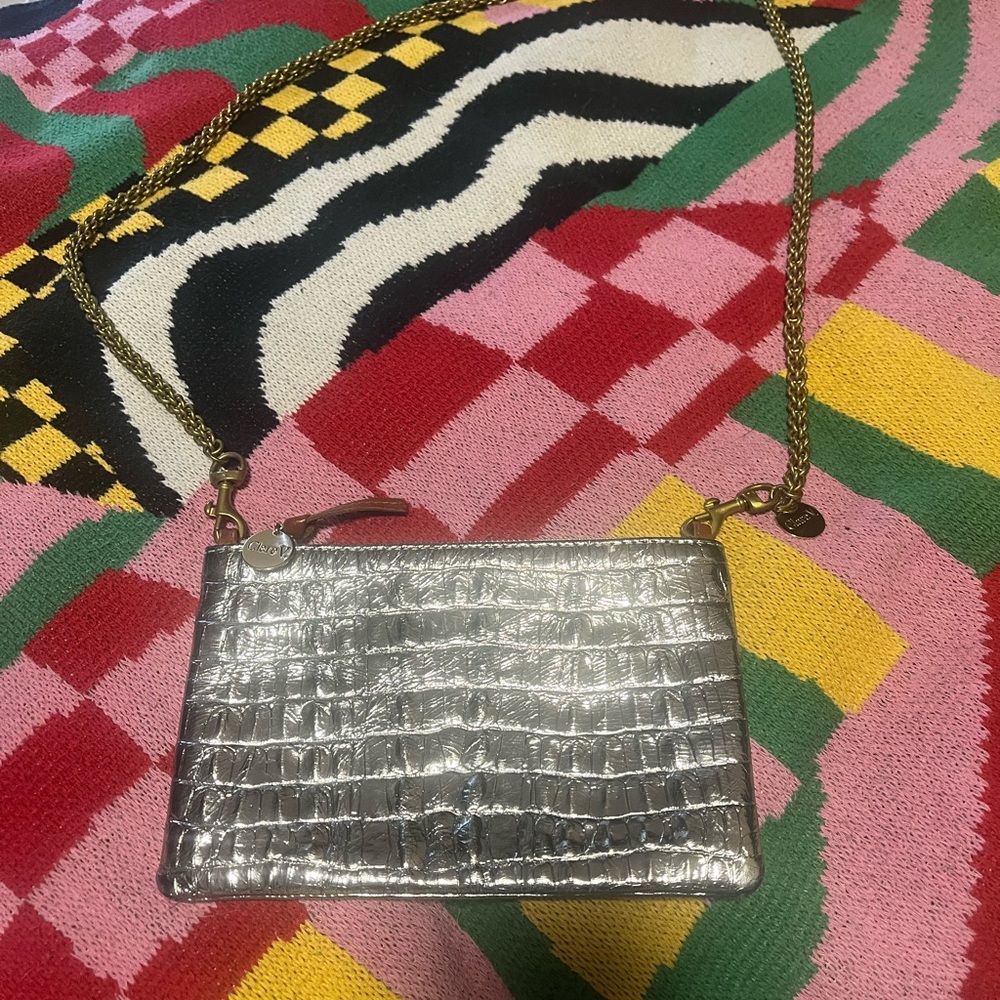Clare v croco clutch with circle chain strap